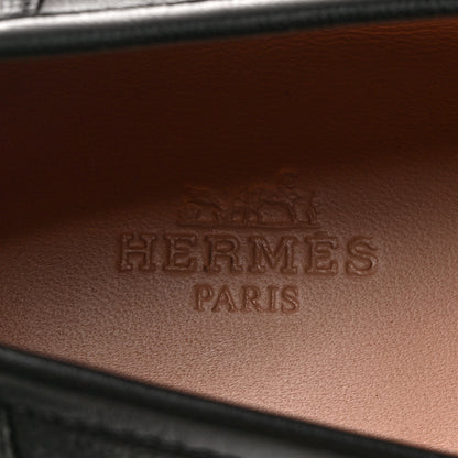 Hermes Goatskin Womens Paris Loafers 38.5 Black 6 of 9