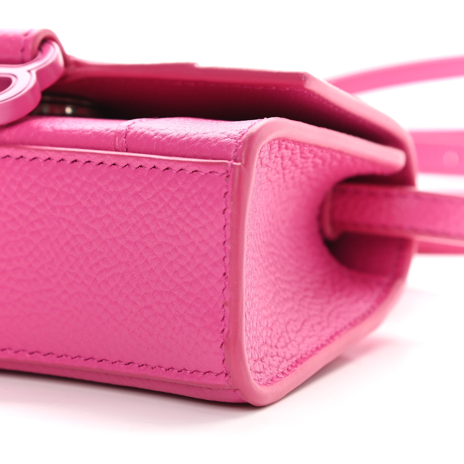 Balenciaga Grained Calfskin Tonal B Hourglass Top Handle Bag Mini Fuchsia 10 of 10