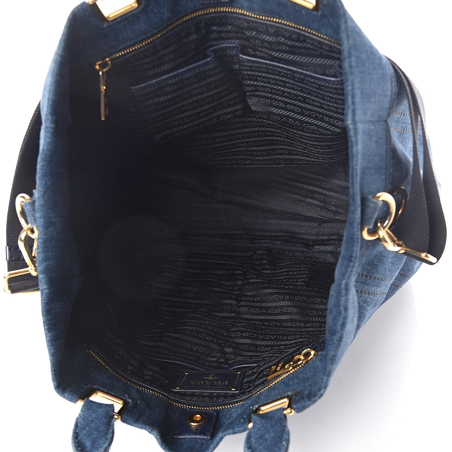 Prada Denim Large Logo Shopping Tote 5 of 9