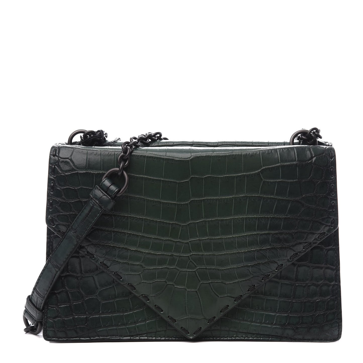 Crocodile Piano Shoulder Bag Dark Green