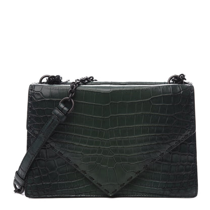 Bottega Veneta Crocodile Piano Shoulder Bag Dark Green 1 of 10