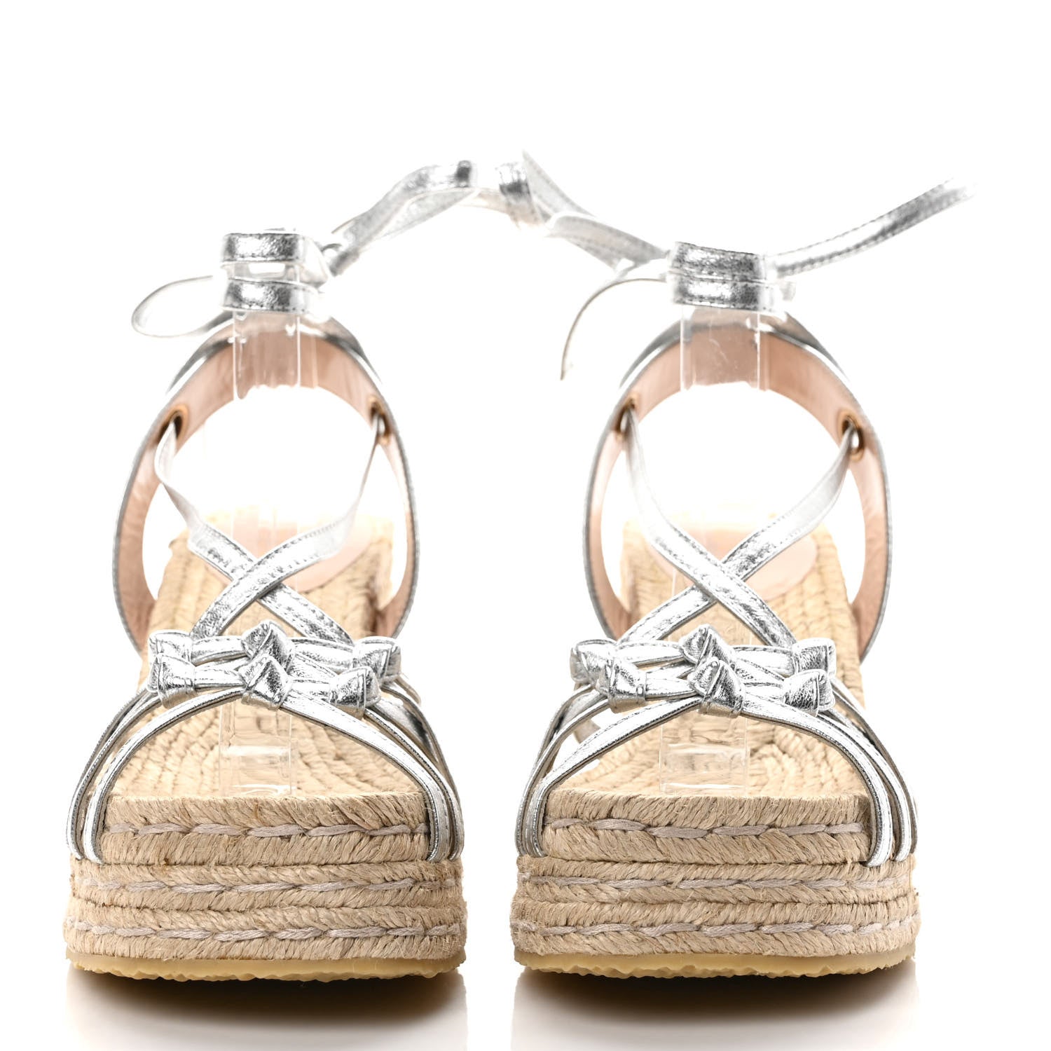 Gucci Nappa Lame Espadrille Wedges 36 Argento 2 of 7