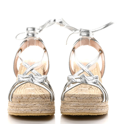 Gucci Nappa Lame Espadrille Wedges 36 Argento 2 of 7