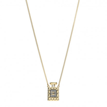 Chanel Crystal Pearl Perfume Bottle CC Necklace Gold 1 of 6
