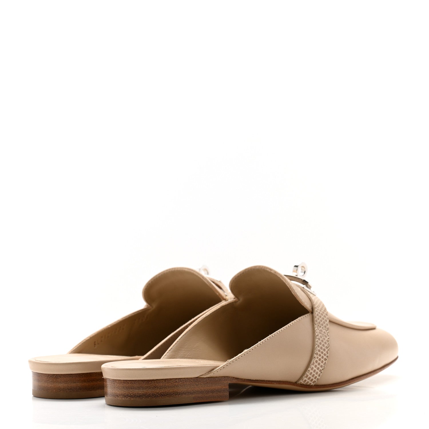 Hermes Shiny Lizard Calfskin Oz Mules 38 Beige Sarrazin 4 of 10