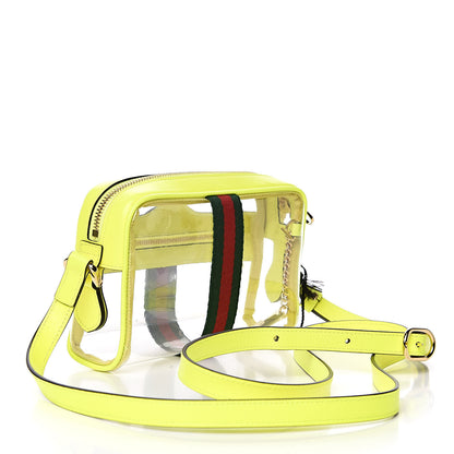 Gucci Vinyl Web Mini Ophidia Transparent Shoulder Bag Yellow Fluo 3 of 9