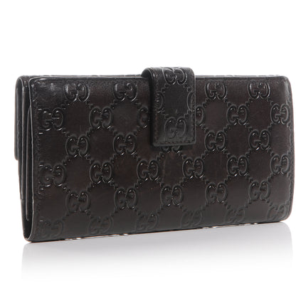 Gucci Guccissima Margaux Calfskin Metal Bar Continental Flap Wallet Chocolate 3 of 8