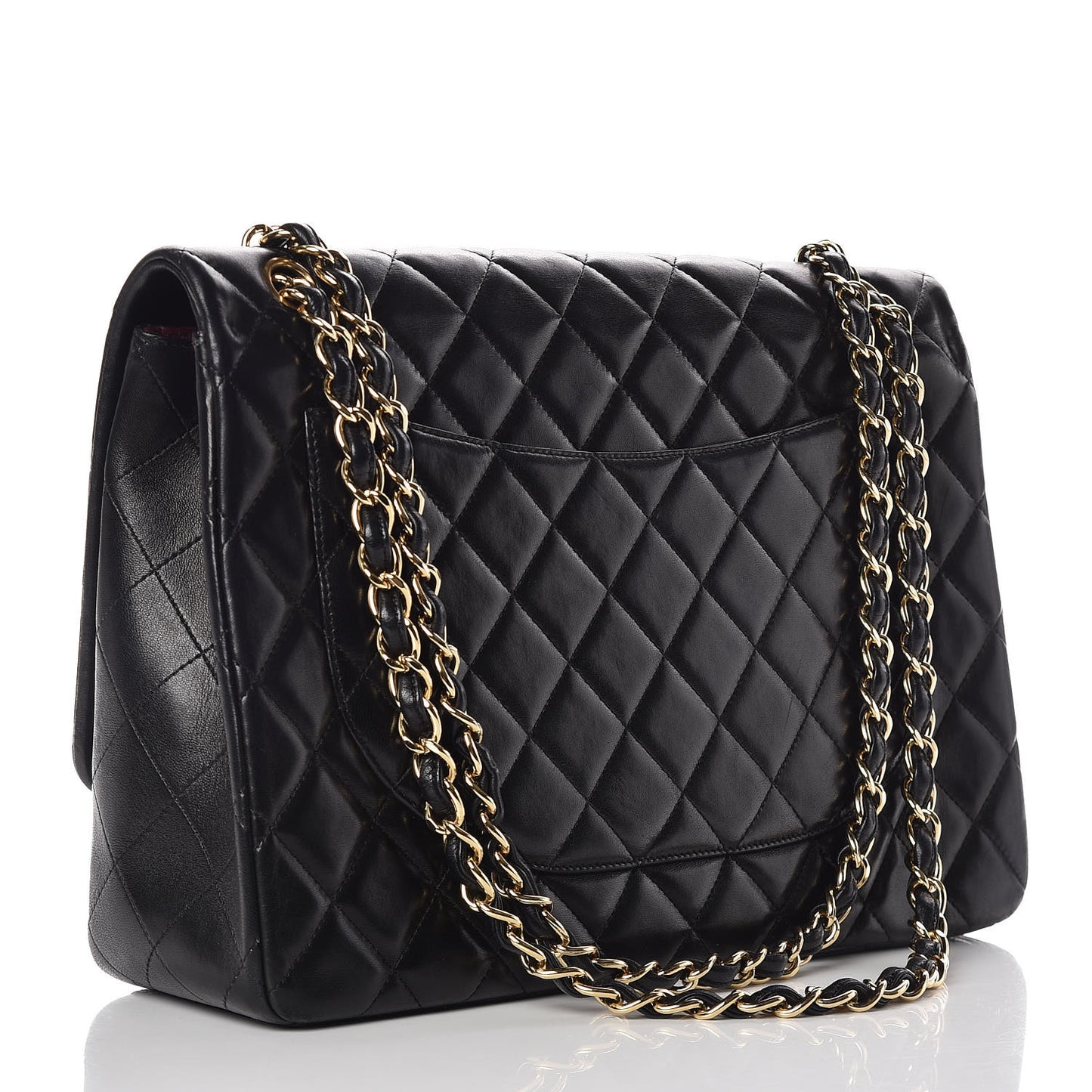Lambskin Quilted Maxi Single Flap Black