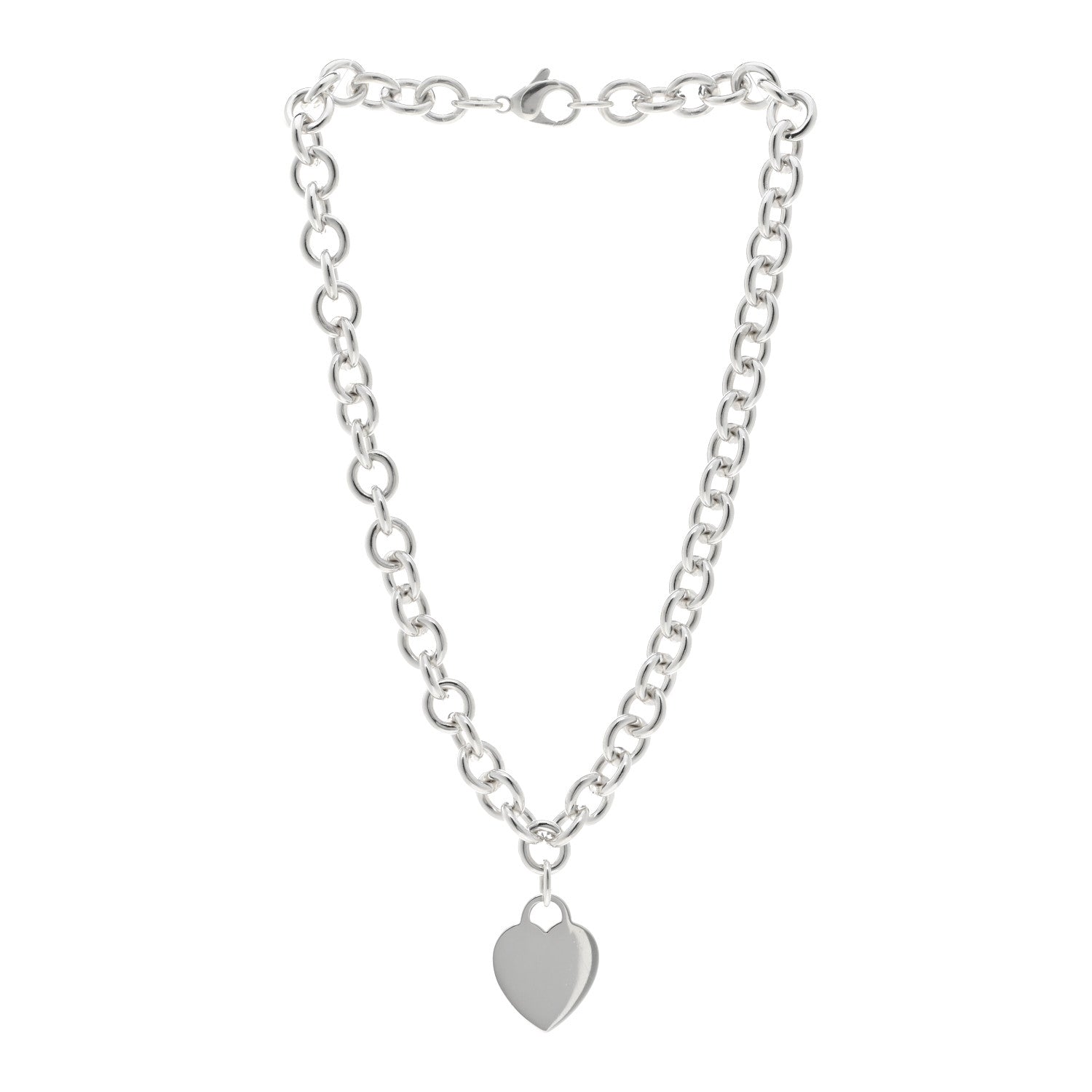 Tiffany Sterling Silver Heart Tag Pendant Necklace 3 of 4