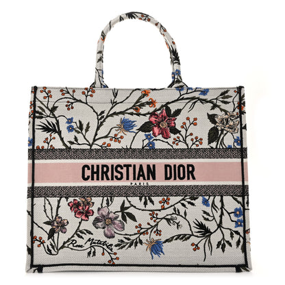 Christian Dior Canvas Embroidered Large Rosa Mutabilis Book Tote White Multicolor 1 of 9