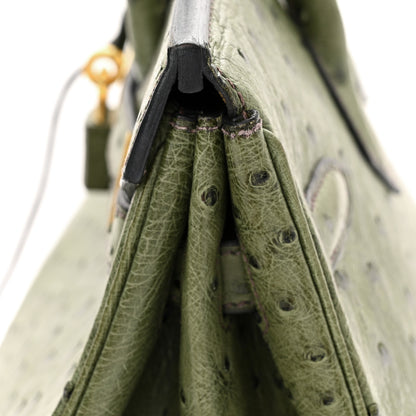 Hermes Ostrich Birkin 35 Vert Olive 16 of 23
