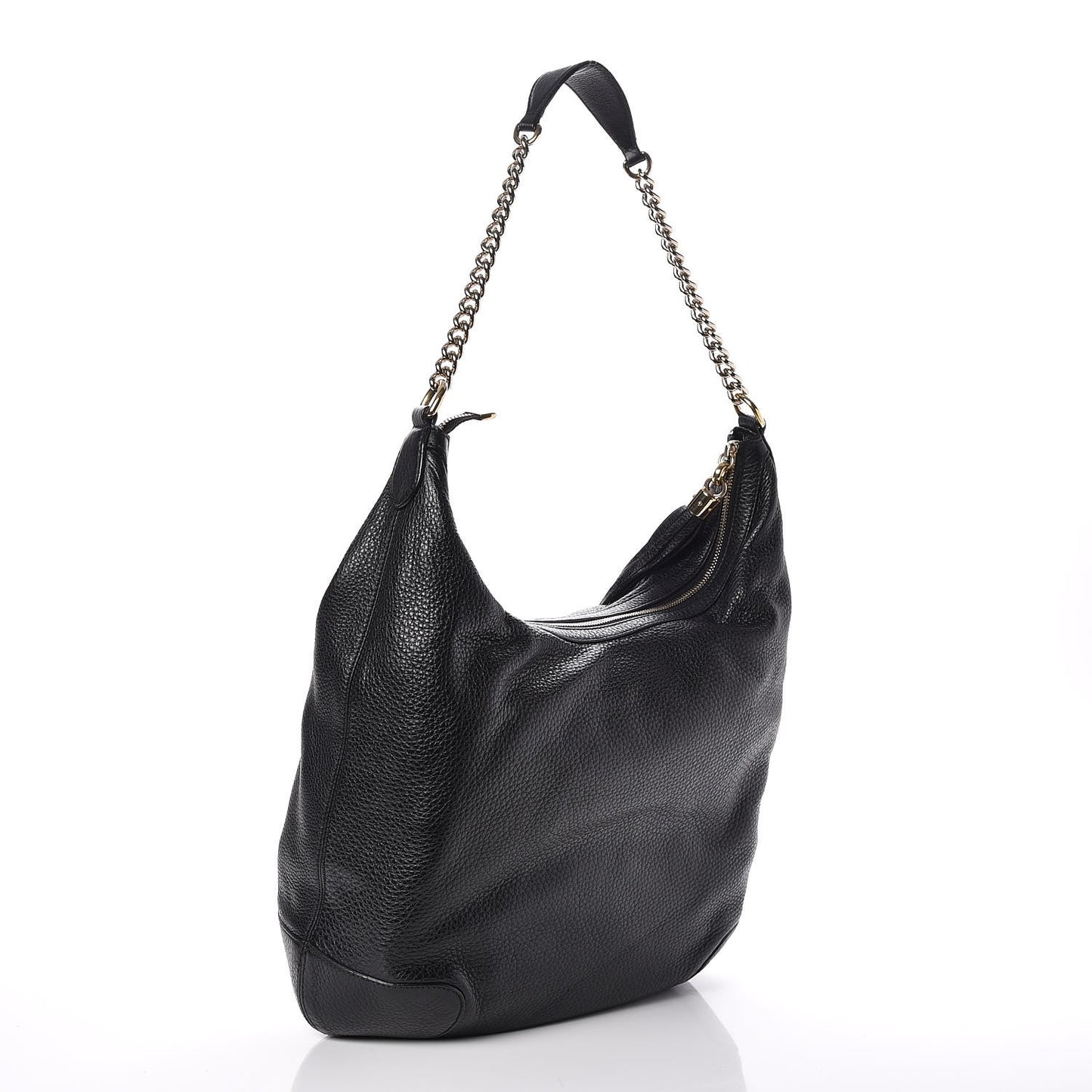 Pebbled Calfskin Medium Soho Chain Hobo Black