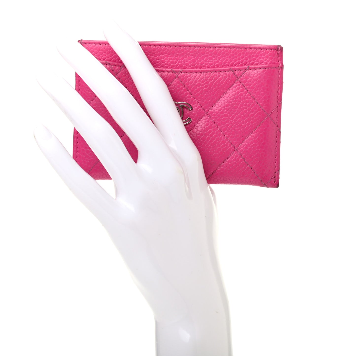 Caviar Quilted Card Holder Pink