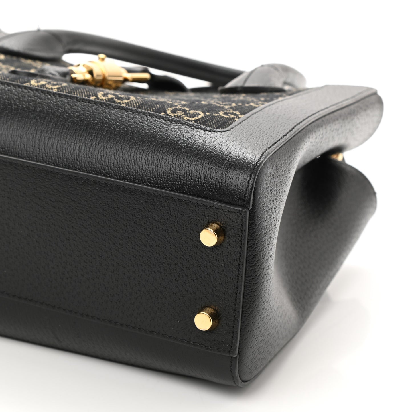Jacquard Black Denim GG Monogram Textured Dollar Calfskin Medium Jackie 1961 Tote Black Ivory