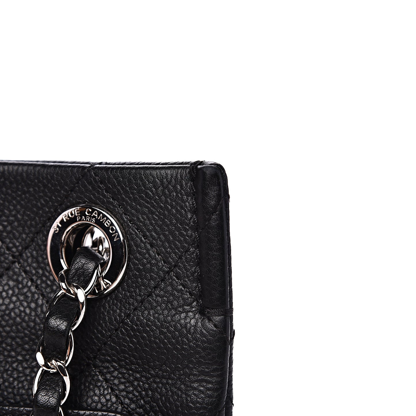 Caviar Stitched Small CC Pocket Shoulder Black