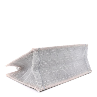 Christian Dior Canvas Embroidered Cannage Medium Book Tote Stone 4 of 12