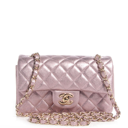 Chanel Metallic Goatskin Quilted Mini Flap Pink 1 of 8