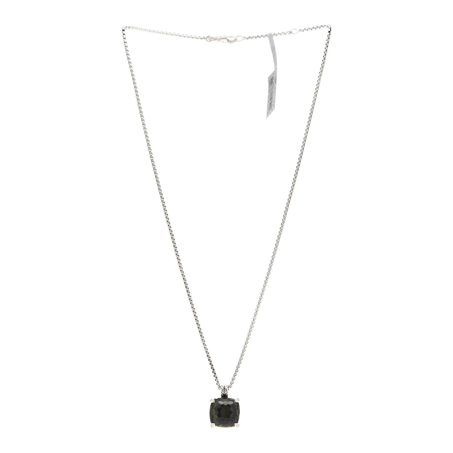 Sterling Silver Diamond Green Orchid 14mm Chatelaine Pendant Necklace