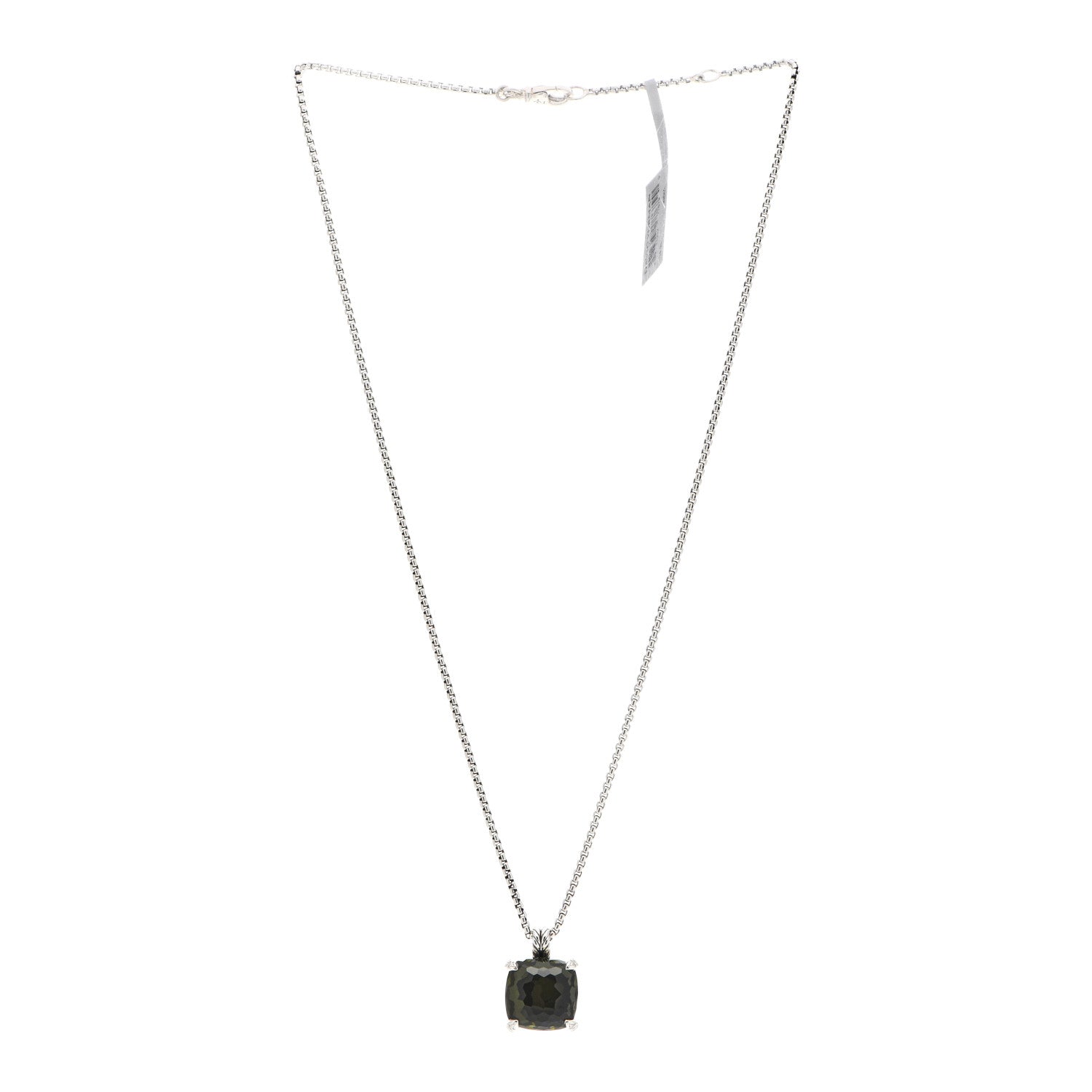 David Yurman Sterling Silver Diamond Green Orchid 14mm Chatelaine Pendant Necklace 3 of 4