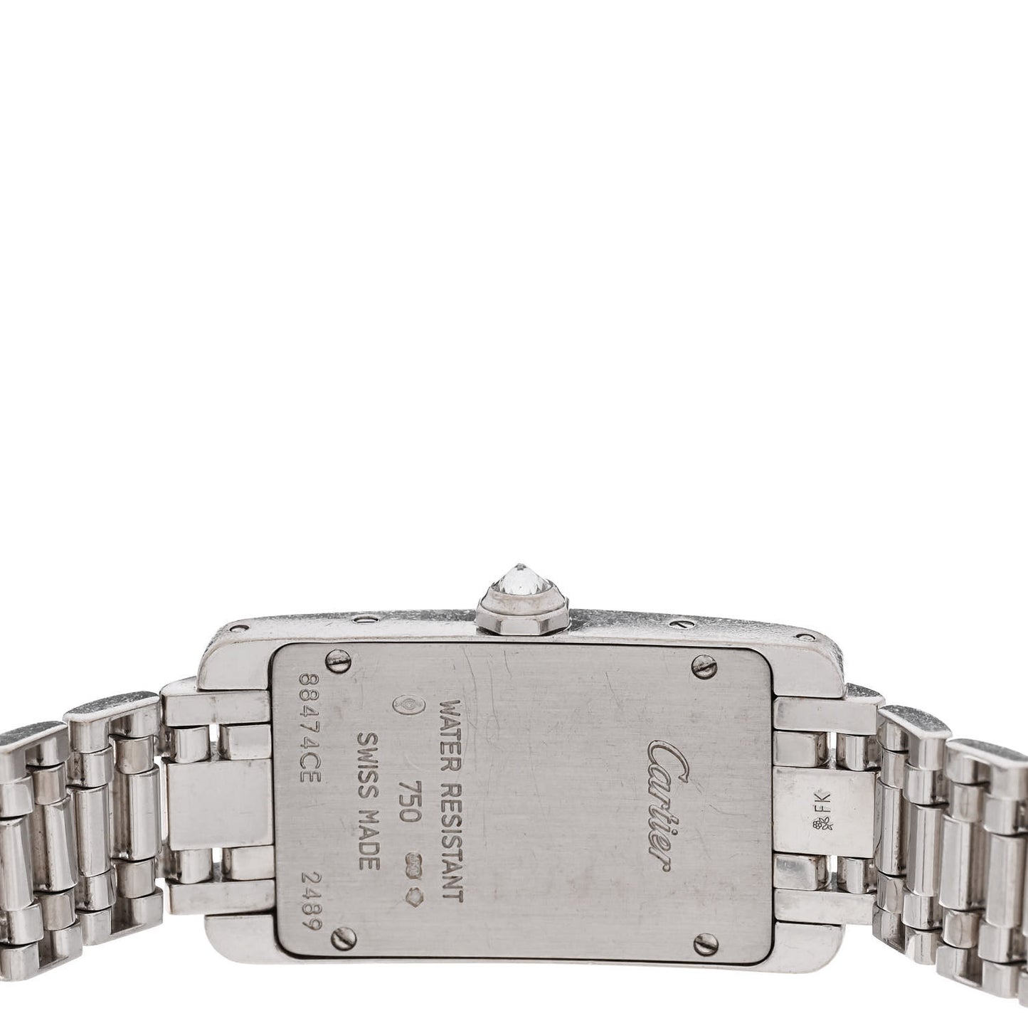 18K White Gold Diamond Bezel 19mm Tank Americaine Quartz Watch