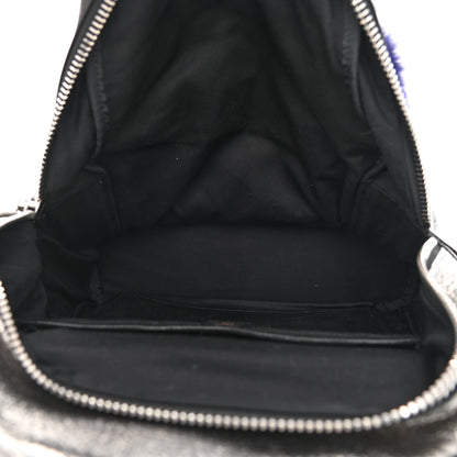 MCM Metallic Visetos Medium Fox Fur Insignia Side Stud Stark Backpack Silver Black 5 of 11