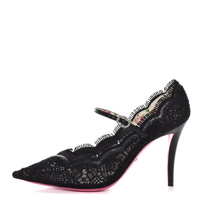 Gucci Lace Pizzo Venice Pumps 37.5 Black 1 of 8