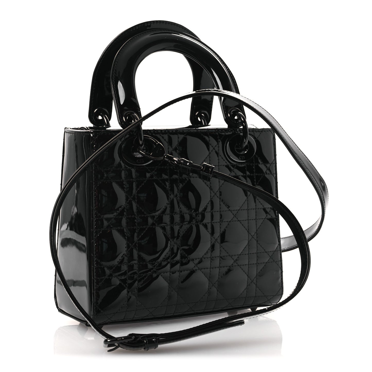 Ultraglossy Patent Cannage Small Lady Dior Black