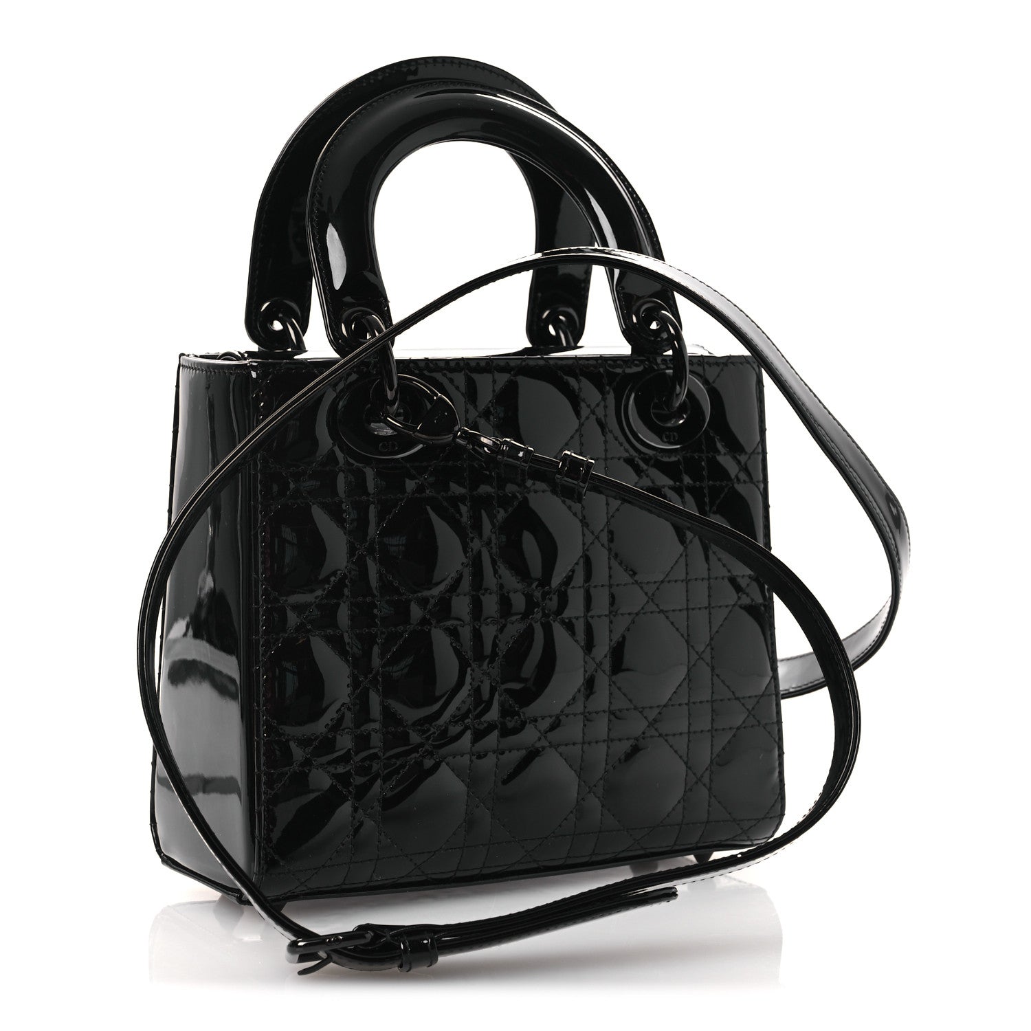 Christian Dior Ultraglossy Patent Cannage Small Lady Dior Black 3 of 13