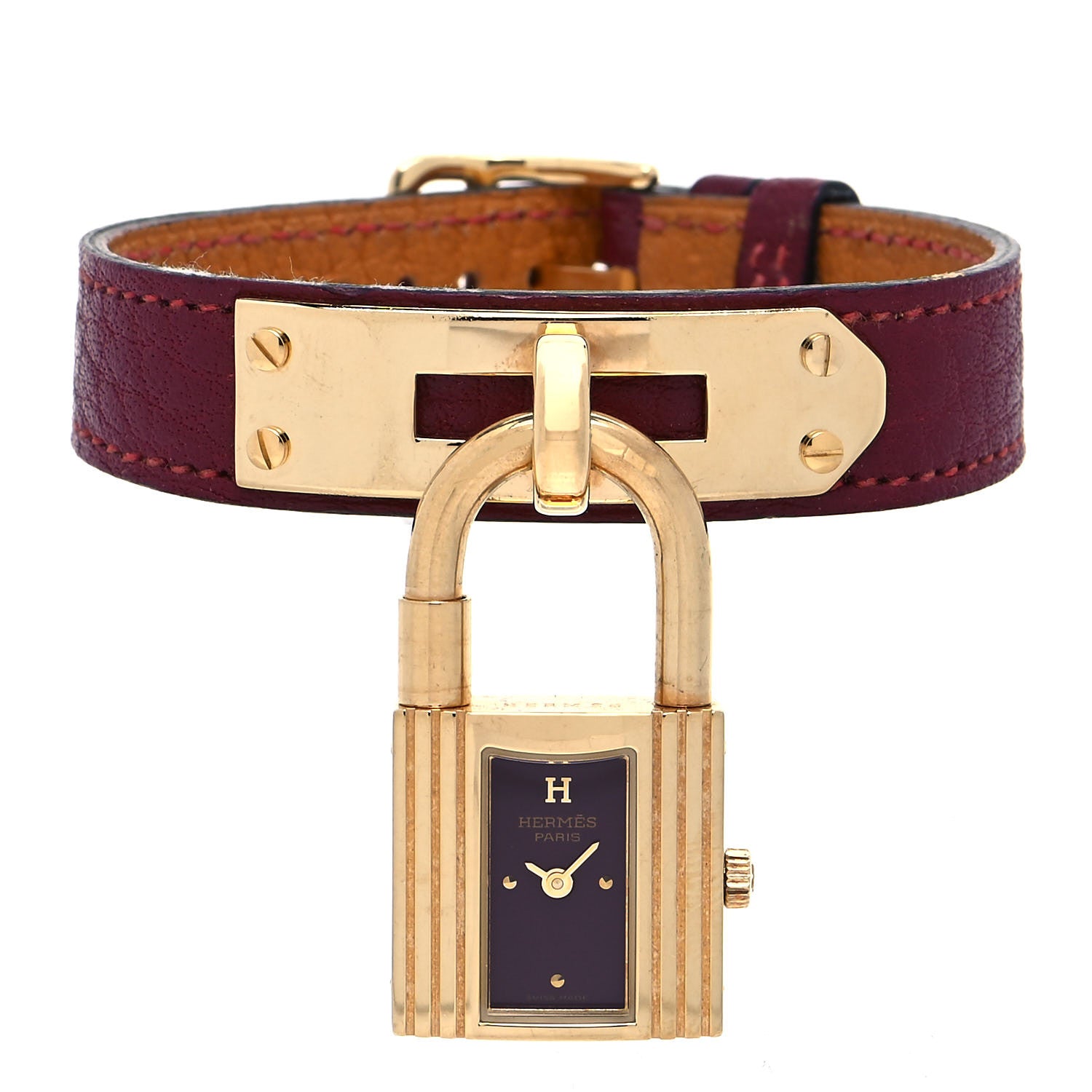 Hermes Stainless Steel Clemence 20mm Kelly Cadena Quartz Watch Rouge 1 of 4