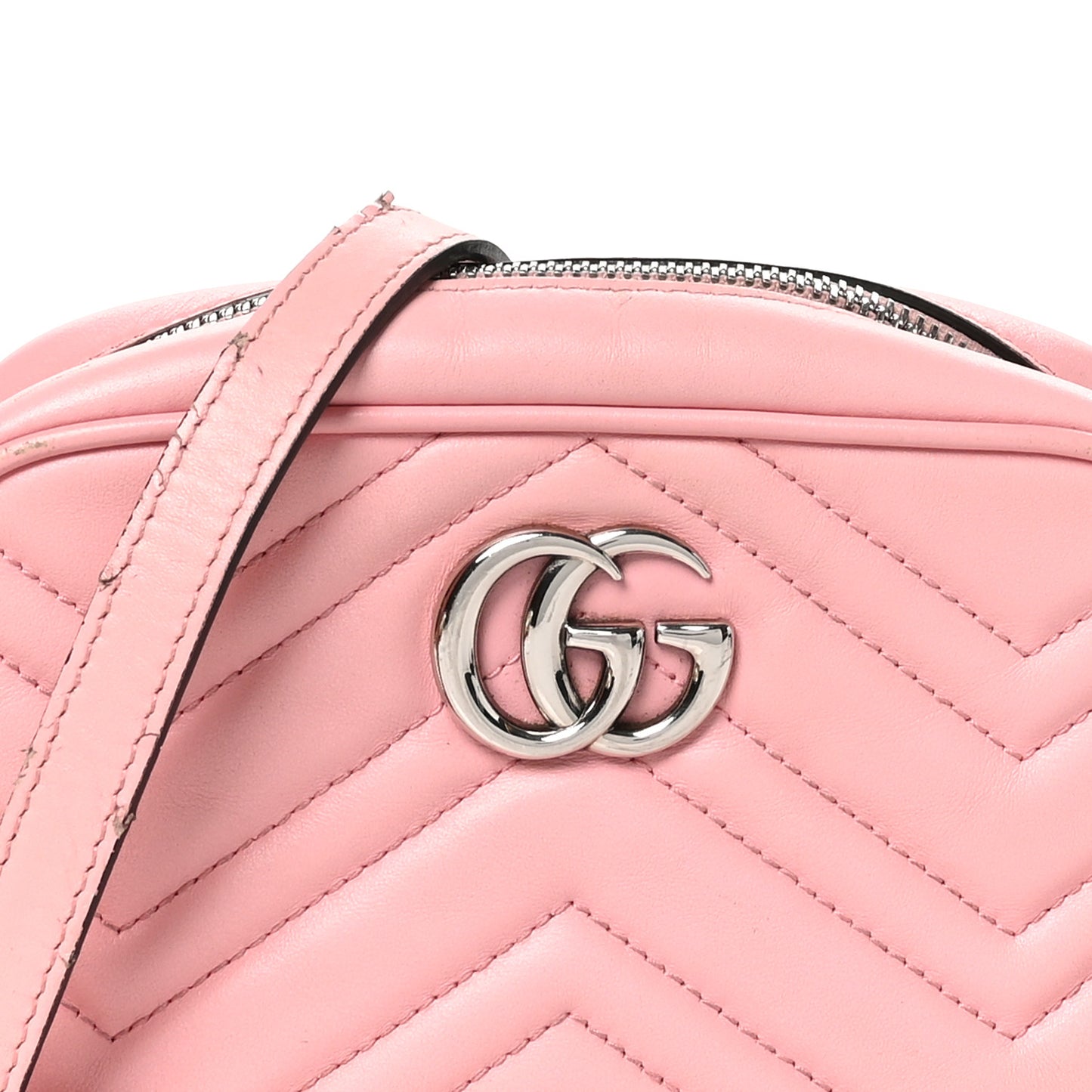 Calfskin Matelasse Mini GG Marmont Chain Shoulder Bag Wild Rose