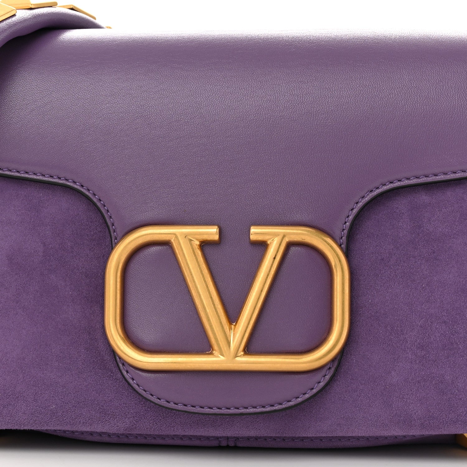 Valentino Garavani Nappa Suede Stud Sign Shoulder Bag Indian Violet 7 of 12