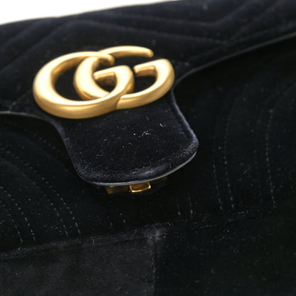 Gucci Velvet Matelasse Small GG Marmont Shoulder Bag Black 12 of 12