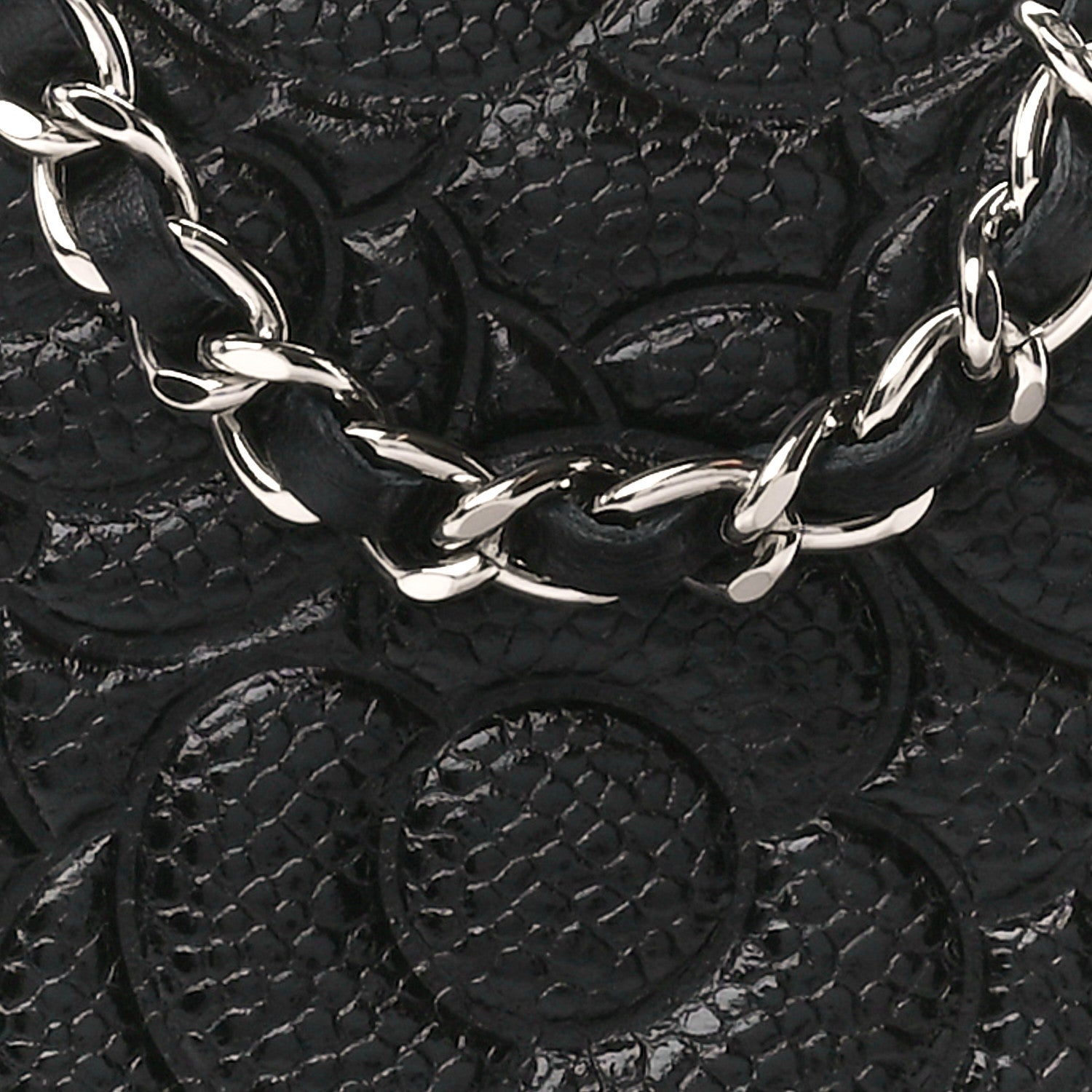Chanel Caviar Camellia Embossed Chain Belt Bag Black 8 of 11
