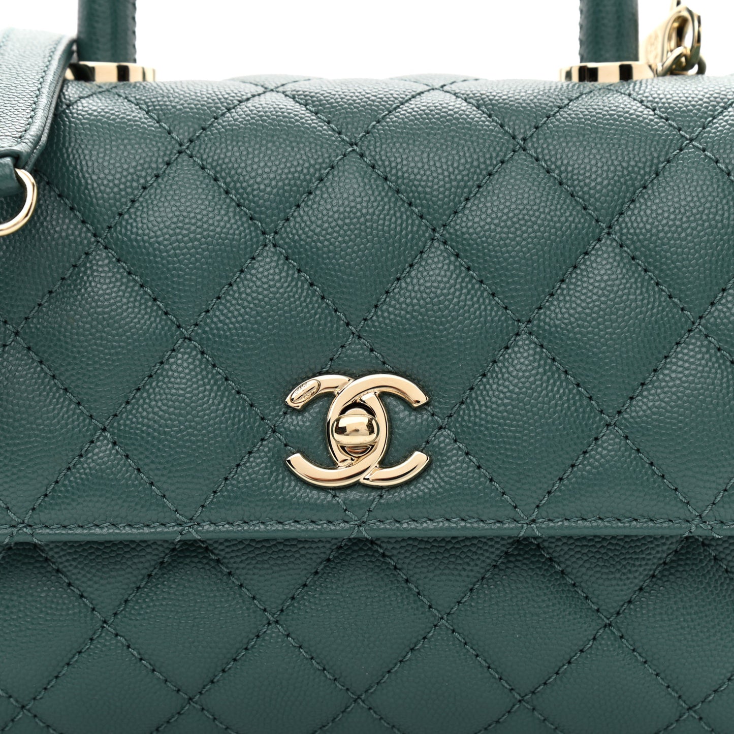 Caviar Quilted Mini Coco Handle Flap Green
