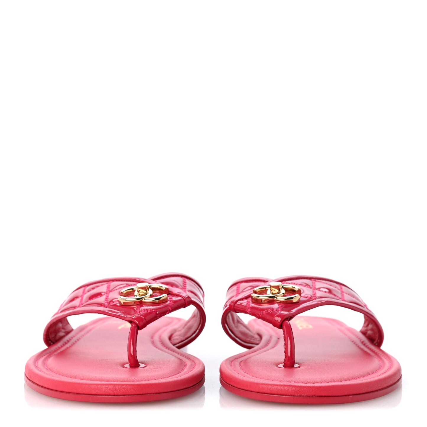 Patent Quilted CC Thong Sandals 39 Pink