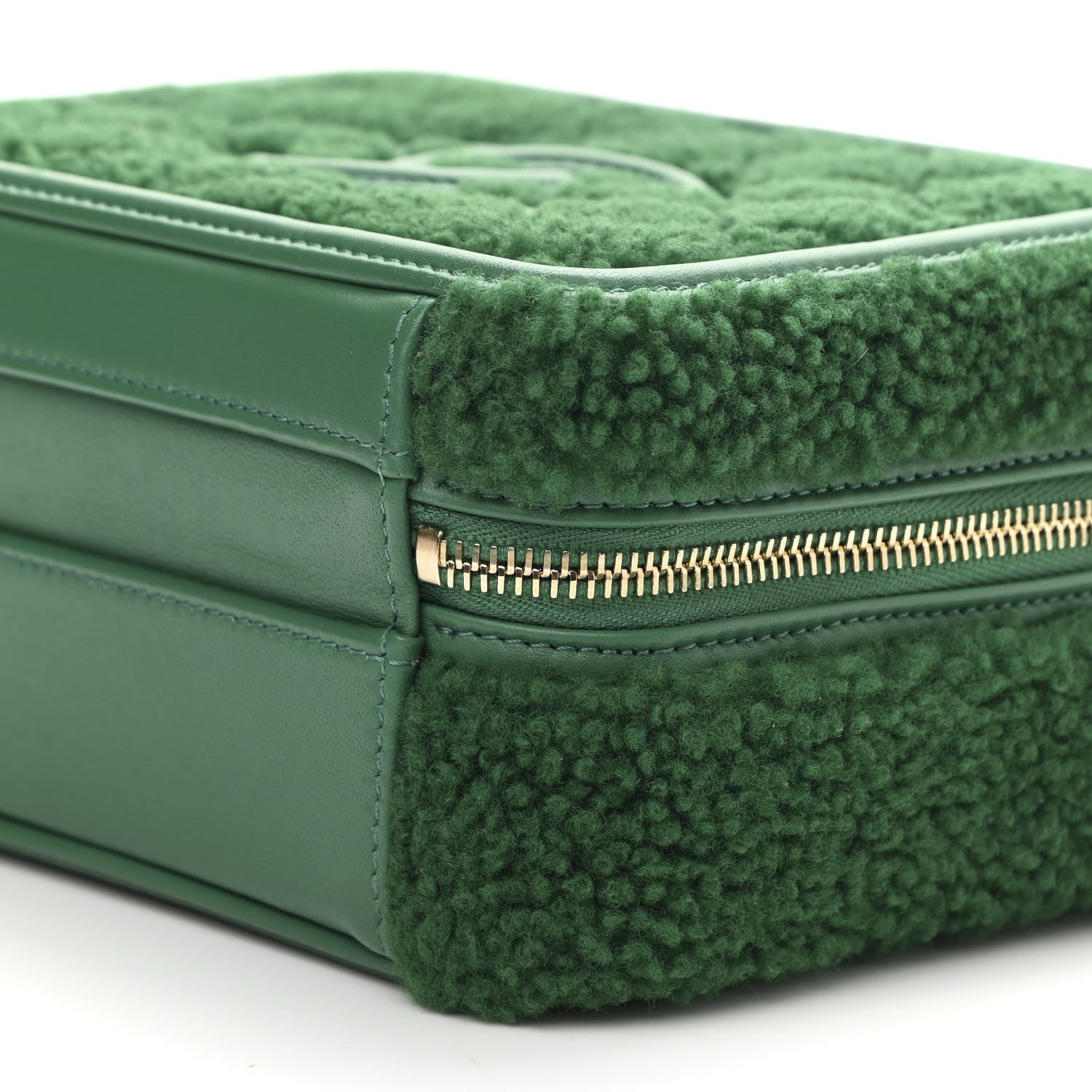 Chanel Lambskin Shearling Quilted Small CC Filigree Vanity Case Green 10 of 10