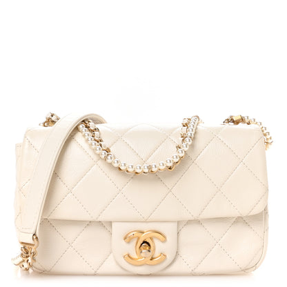 Chanel Calfskin Quilted Crystal Pearls Small Flap Bag White 1 of 10