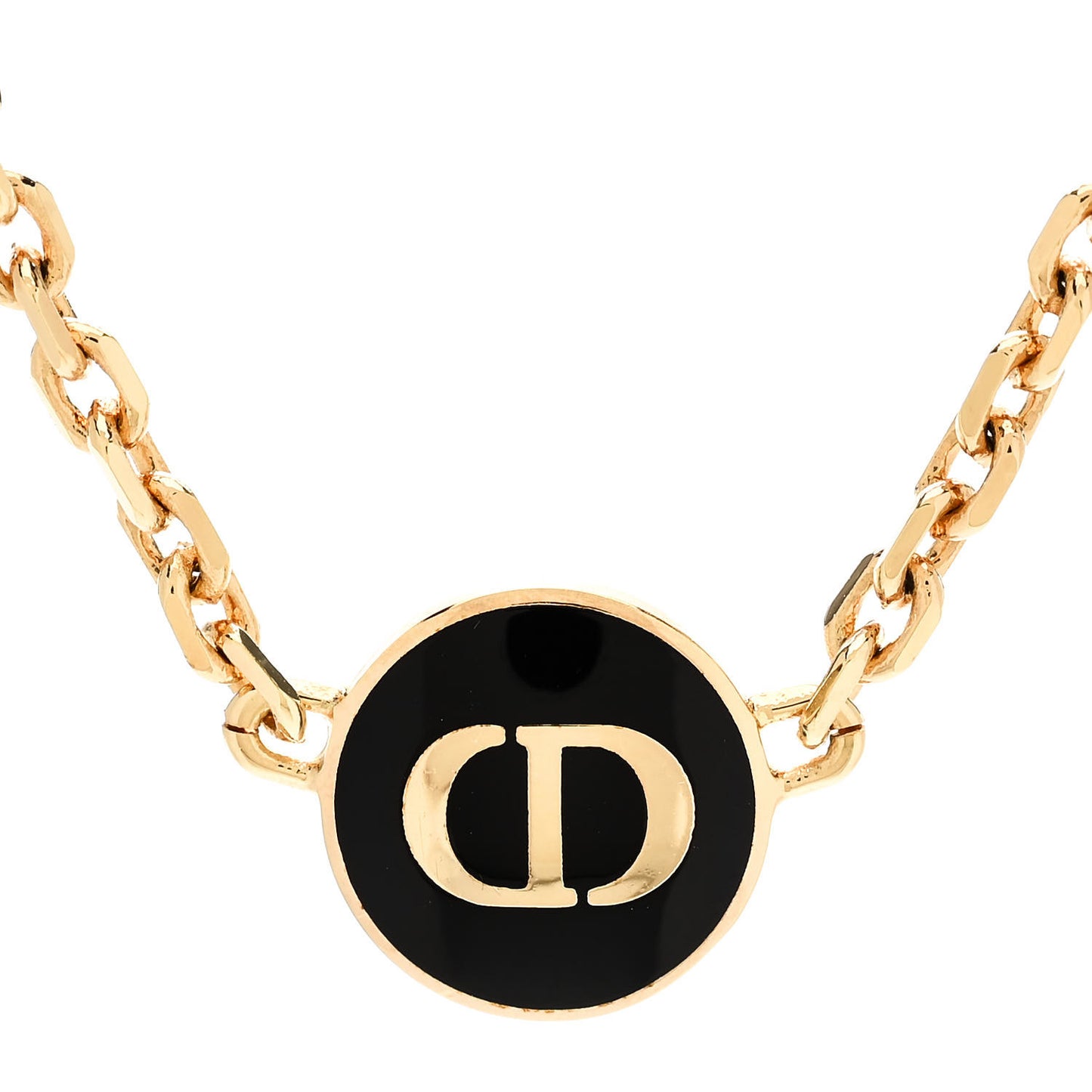 Metal CD Logo Necklace Gold Black