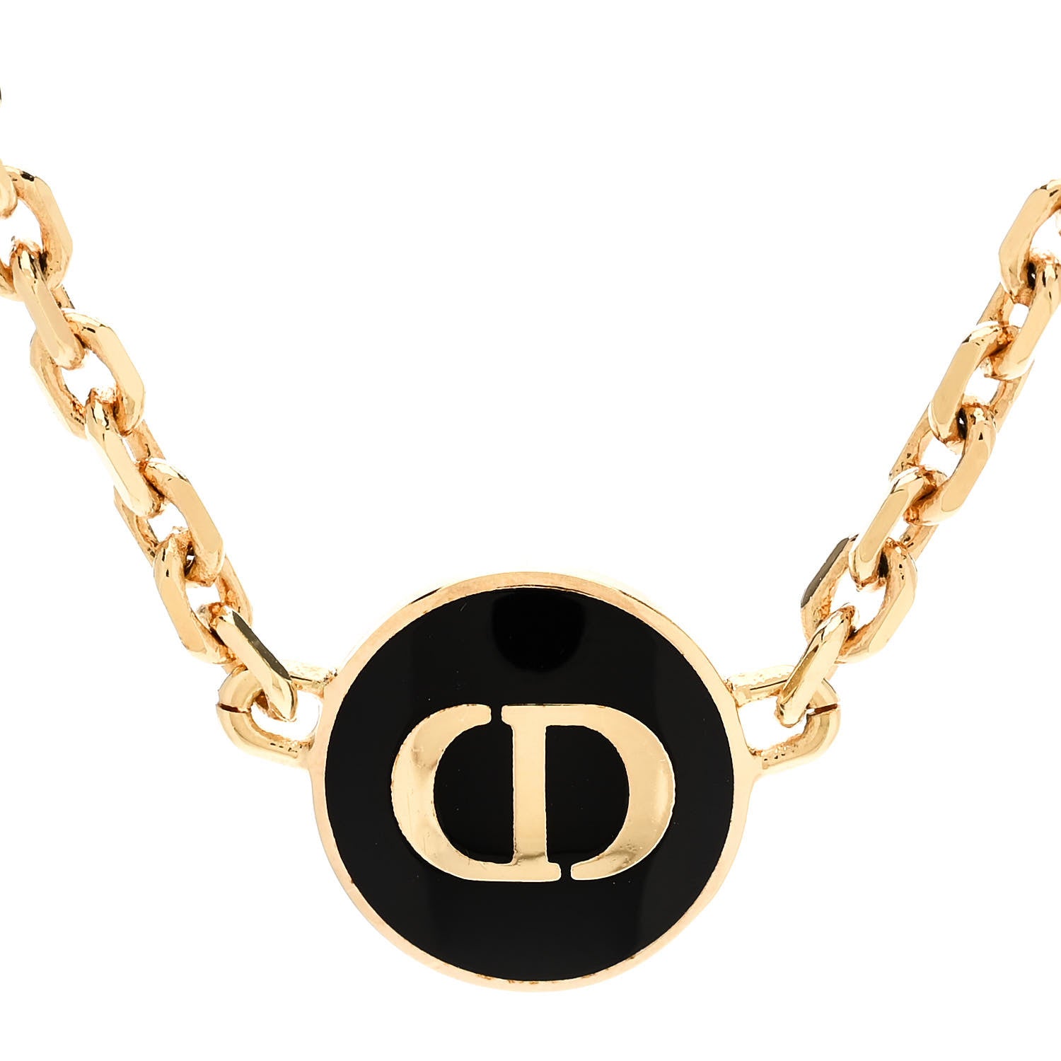 Christian Dior Metal CD Logo Necklace Gold Black 4 of 6
