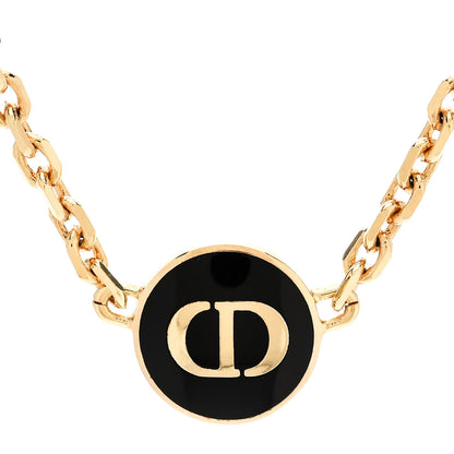 Christian Dior Metal CD Logo Necklace Gold Black 4 of 6