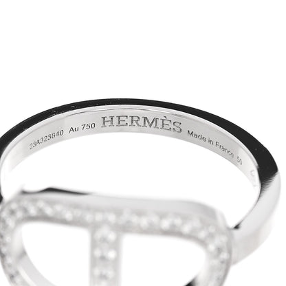 Hermes 18K White Gold Diamond MM Chaine d'Ancre Contour Ring 50 5.25 5 of 6