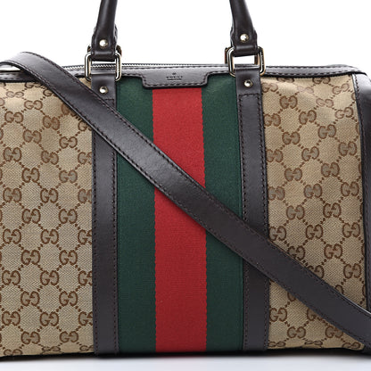 Gucci Monogram Vintage Web Medium Boston Dark Brown 11 of 21