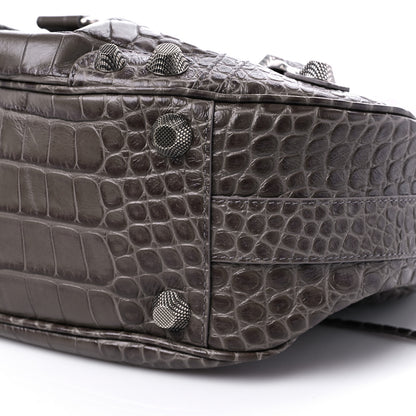 Balenciaga Extra Supple Calfskin Crocodile Embossed Medium Le Cagole Shoulder Bag Medium Grey 8 of 8