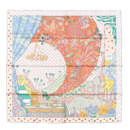 Hermes Silk Le Premier Chant Scarf 90 Abricot Ciel Vert 1 of 5