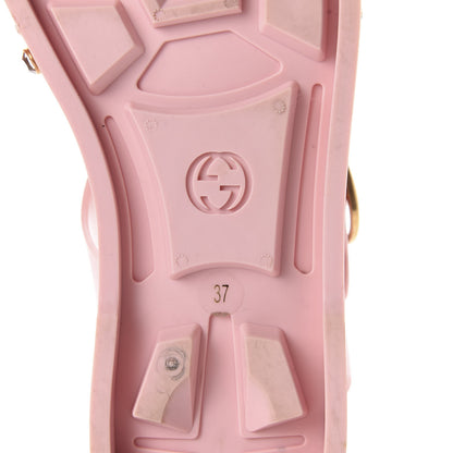 Gucci Rubber Crystal Womens Buckle Strap Sandal 37 Perfect Pink 9 of 10
