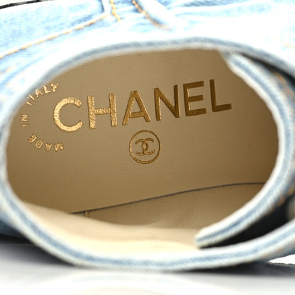 Chanel Denim Lace Up Boots 36.5 Light Blue 8 of 9