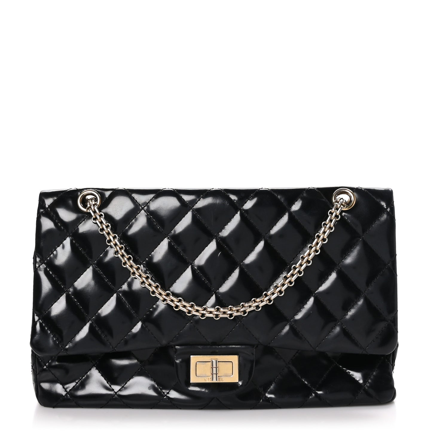 Patent Quilted 2.55 Reissue 227 Double Flap Black