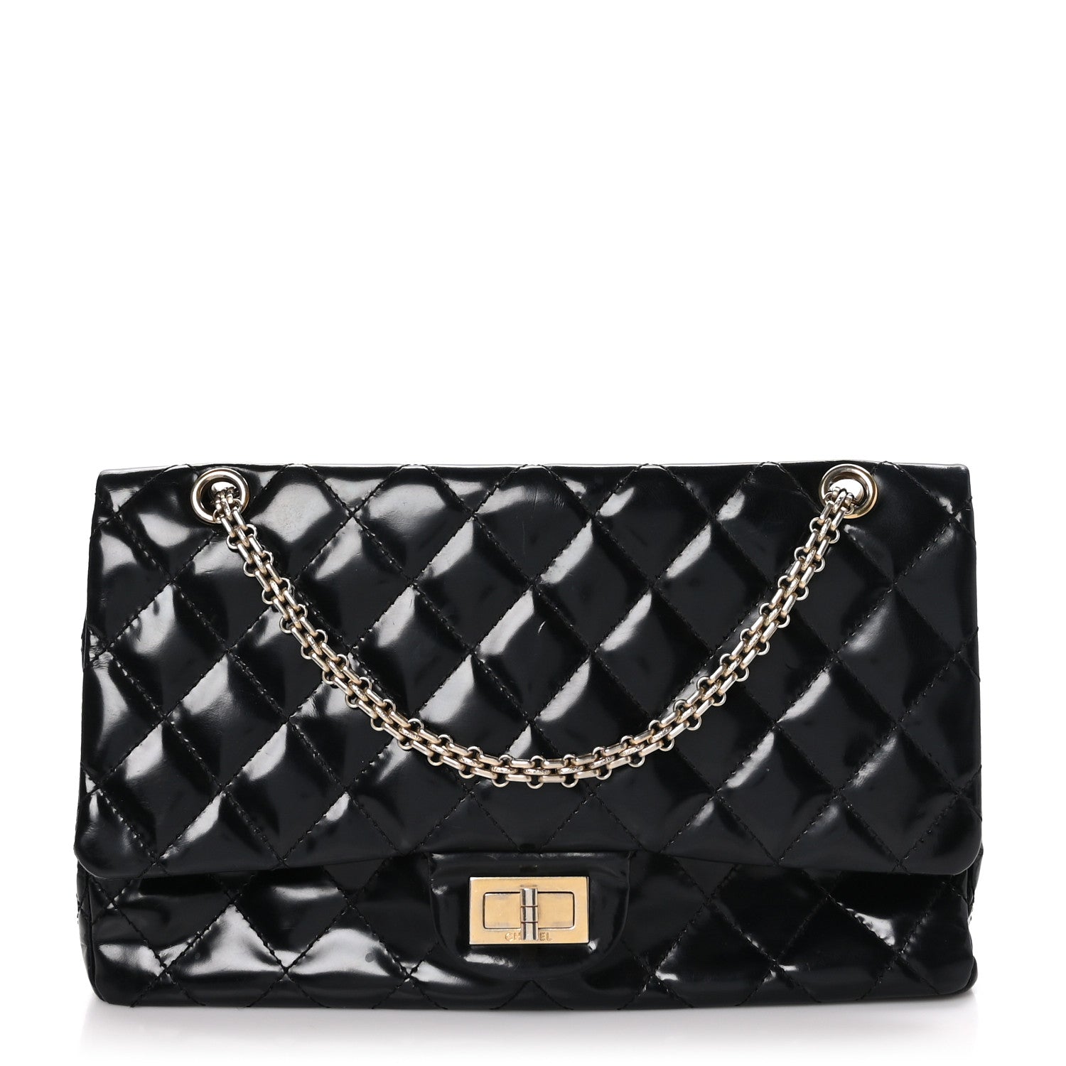 Chanel Patent Quilted 2.55 Reissue 227 Double Flap Black 1 of 10