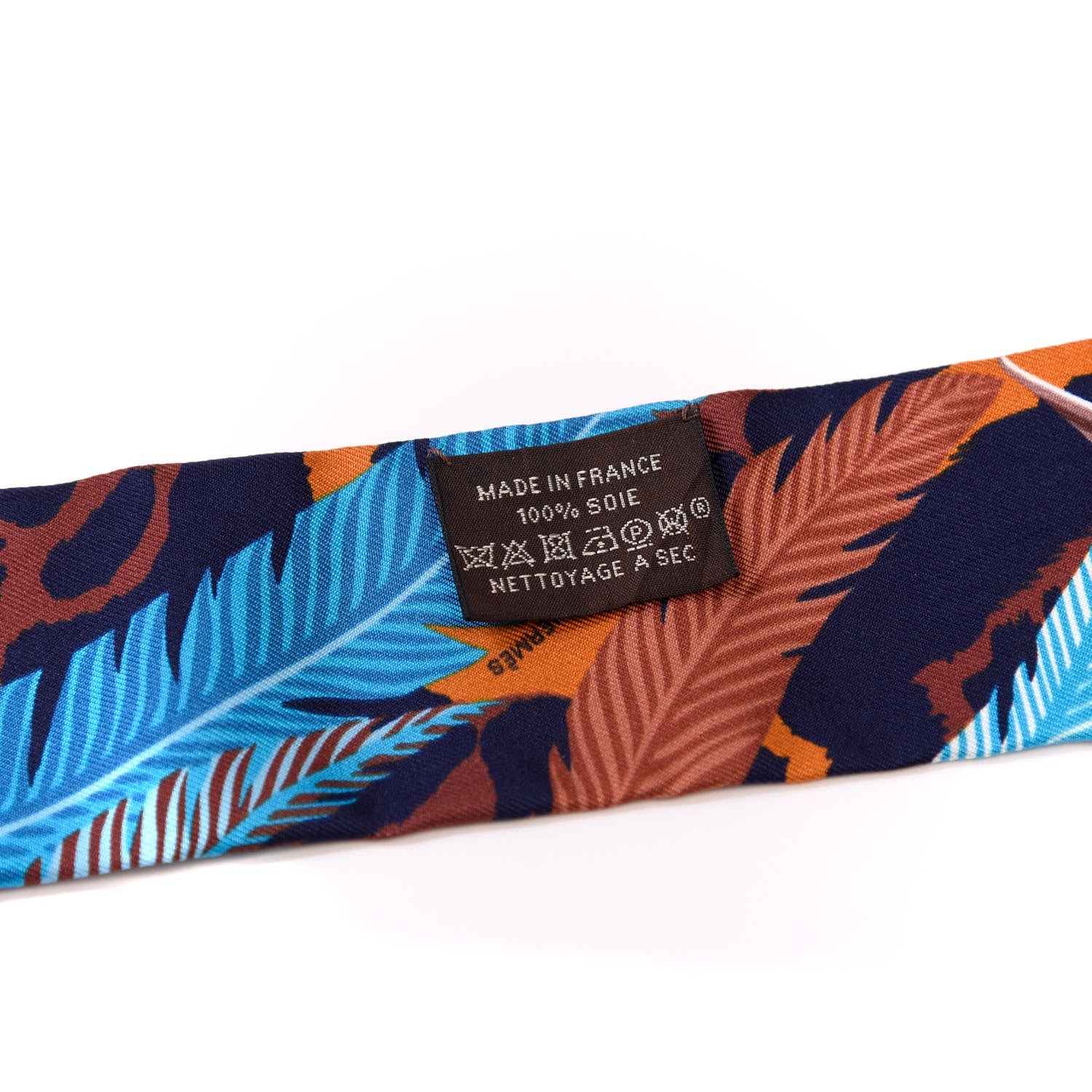 Hermes Silk Jaguar Quetzal Twilly Brun Bleu Orange 3 of 4