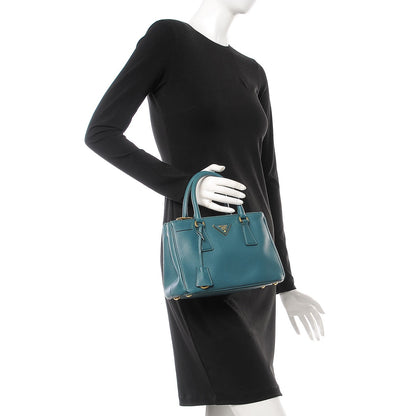Prada Saffiano Lux Mini Galleria Double Zip Tote Ottanio 3 of 15